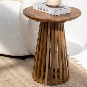 Mesa Auxiliar Redonda Vandana Sierra Aston, Diseño Moderno y Minimalista, Mueble Decorativo de Madera Sólida - Product Image 1