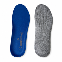 Semelles intérieures de sport confortables en maille bleue avec base en feutre gris, absorption des chocs efficace, semelle centrale pour chaussures