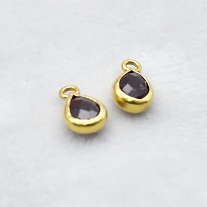 Natural Garnet Pear Pendant Gold Plated Bezel <b>Set</b> Charm Birthstone Earring Wholesale Jewelry Connector Sold Per <b>Pc</b> - Product Image 3