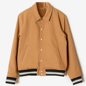 Blouson Bomber Homme Marron Col Montant Coupe Droite Fermeture Éclair 100% Laine Logo Tricoté sur le Devant Style Décontracté Automne - Product Image 6