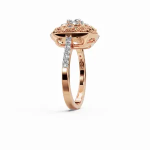Anillo de Diamante Cultivado en Laboratorio Vintage con Halo Ornamentado en Forma Redonda, Oro Rosa, 33 Piezas, Certificado IGI, Claridad VVS, Lujoso para Mujer - Product Image 2