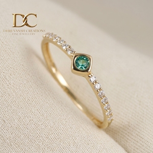 IGI Certified Latest Designer Women Jewelry 14KT Solid Yellow Gold <b>Ring</b> With Lab Grown <b>Diamond</b> and Colombian Emerald Jewelry - Product Image 4