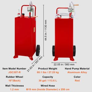 Serbatoio Portatile per Carburante da 30 Galloni con Pompa di Trasferimento Manuale, Contenitore per Carburante Diesel a 2 Ruote - Product Image 2