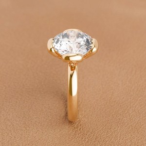 Anillo de Oro Sólido de 14K con Diamante Cultivado en Laboratorio de 2.01 CT, Corte Redondo, Estilo Floral, para Mujer, Regalo de Boda o Fiesta para Novias - Product Image 4