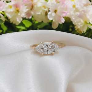 Anillo Solitario de Diamante Cultivado en Laboratorio de 1.51 CT con Corte Marquise en Oro Sólido de 14k, un Regalo Ideal para el Aniversario de Bodas de una Mujer - Product Image 1