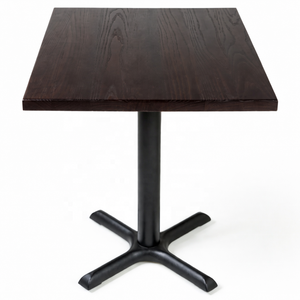 Commercial Restaurant Cafe <strong>Table</strong> Dark Wood <strong>Square</strong> Dining <strong>Table</strong> with Black Metal Pedestal Base for Bistro <strong>Bar</strong> Hotel Furniture - Product Image 5
