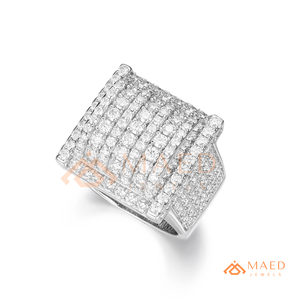 <b>Mens</b> <b>Silver</b> Tone Moissanite Diamond Square <b>Ring</b> Luxury Hip Hop Statement Jewelry for <b>Men</b> Fashion Wear - Product Image 6