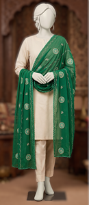 Châle en mousseline vert pour femme, motif à pois brodé, léger, respirant, écharpe ethnique, usage quotidien, hijab, style élégant - Product Image 2