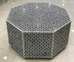 Mesa con Incrustaciones de Hueso de ILAHI, Diseño Moderno con Detalles de Ágata, Almacenamiento Portátil, Muebles para el Hogar - Product Image 1