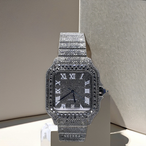 Reloj Moissanite negro completo-Reloj Moissanite meticulosamente hecho a mano, reloj Moissanite estilo rapero personalizado de proveedor indio - Product Image 4