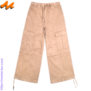 Pantalones Cargo Casuales de Verano para Mujer MASTER TEXTILE, Color Sólido, Pierna Ancha, Transpirables, Cintura Media, Hechos con Tela de 7.37 oz - Product Image 1