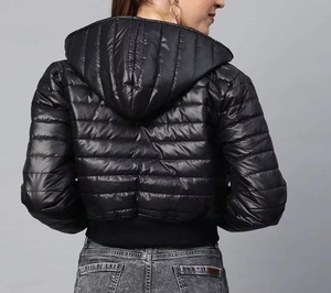 Chaqueta de Invierno Acolchada para Mujer 2025 OEM, con Cierre de Cremallera y Botones, Transpirable, Impermeable, Resistente al Viento, con Capucha, Estampado Personalizado - Product Image 6