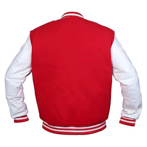 แจ็คเก็ตวาร์ซิตี้บุรุษ แจ็คเก็ตเบสบอลแบบ Letterman แจ็คเก็ตบอมเบอร์สำหรับวิทยาลัย ตัวเสื้อทำจากผ้าขนสัตว์พรีเมียม แขนเสื้อทำจากหนังแท้ สไตล์คลาสสิกย้อนยุค - Product Image 5