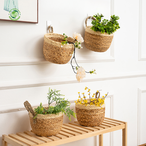 Panier en jacinthe d'eau mignon avec une poignée, panier de rangement fait main, vente en gros, écologique, fabriqué au Vietnam - Product Image 3