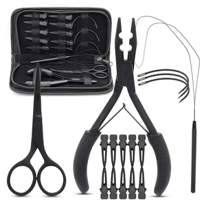 Stainless Steel All-in-One Hair Extension <b>Beading</b> Tools Kit Pliers Loop Scissor <b>Needles</b> Fitting Removing Micro/Nano - Product Image 2