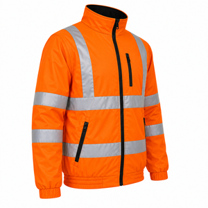 Custom Logo Mens Industry <b>Jacket</b> <b>High</b> <b>Visibility</b> Tape Stand Collar Zipper Pockets Safety Outerwear Custom Workwear <b>Jacket</b> - Product Image 3