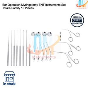 Juego de Instrumentos Quirúrgicos de Alta Calidad para Miringotomía y Miringoplastia, 15 Piezas, Instrumental Quirúrgico Básico |   OldMed - Product Image 1