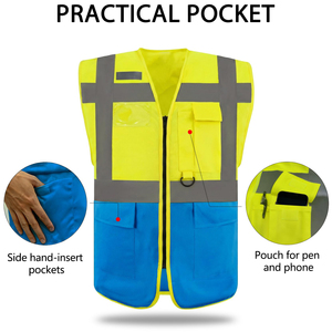 High Visibility Safety Vest Breathable Fabric Reflective Stripes For Roadside Maintenance Railway Workers Industrial Protection - Product Image 3