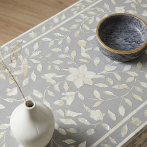 Mesa Consola Moderna con Marco de Madera e Incrustaciones de Hueso, con Cajón - Diseño Artesanal Duradero para Sala de Estar, Dormitorio y Entrada - Product Image 3