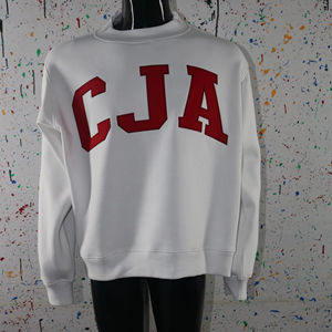 CJA WHITE <b>Mock</b> <b>Neck</b> Sweatshirt 100% RED Applique Embroidery wide <b>neck</b> Sweatshirt Finer Threads - Product Image 1