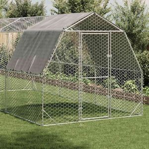 Corral Grande y Resistente para Pollos, de Acero Galvanizado Plateado, Producto Agrícola - Product Image 2