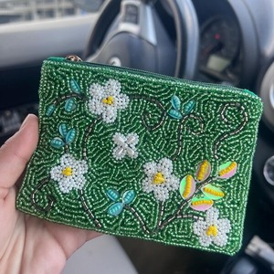 Coin Holder Purse with <b>Thread</b> Design Embroidery Coin Pouch Seed <b>Bead</b> Customized Hand Pouch - Product Image 1