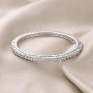 10K Real White Gold E Colour Lab Grown Diamond Round Brilliant <b>Bangle</b> <b>Bracelet</b> Women Bridal Fine Jewelry - Product Image 5