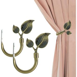 Handmade Metal Leaf Shaped Curtain <b>Tieback</b> Holdbacks 2pcs Wall Curtain <b>Hook</b> Pull Backs Drape Window Curtains Poles Accessories - Product Image 1
