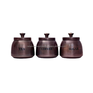Elegant Copper Coffee Sugar and <b>Tea</b> <b>Canister</b> <b>Set</b> of 3 Antique Copper Finished Available in Multiple Designs and Sizes - Product Image 6