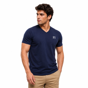 T-shirts pour hommes en gros à col en V, coton premium, coupe ajustée, vêtements décontractés personnalisés, OEM ODM, fournisseur de vêtements en gros sous marque privée, États-Unis - Product Image 1