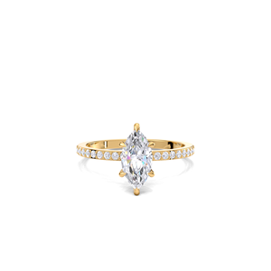 แหวนหมั้นเพชรทรงมาร์คีส์เพาะเลี้ยงในห้องปฏิบัติการ ได้รับการรับรองจาก IGI ประดับเพชรแบบ Pavé ตัวเรือนทองคำ 18K สีเหลือง/ขาว/โรสโกลด์ - Product Image 1
