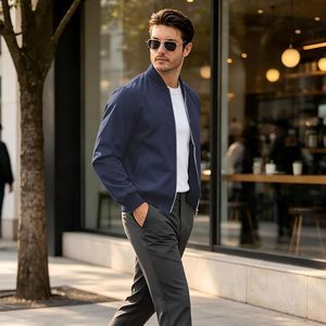 <b>Men</b>’s <b>Lightweight</b> Bomber <b>Jacket</b> Casual Full Zip Spring Fall Windbreaker Coat with Pockets - Product Image 2