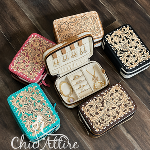 Estuche de Joyería de Cuero con Diseño Floral, Hecho a Mano, Precio de Fábrica, Nuevo, Portátil, para Viajes, Organizador de Joyas y Regalos para Mujer - Product Image 1