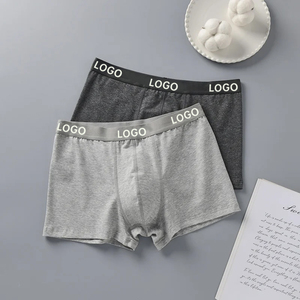Men's Mid-Rise <b>Boxer</b> Briefs Solid Gray Spandex/<b>Polyester</b> Breathable Knitted Underwear Eco-Friendly Anti-Bacterial Sublimation - Product Image 2