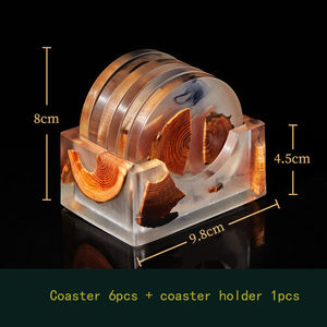 Promotional Square Round <b>Table</b> <b>Epoxy</b> Resin Wooden Coaster for Drinks - Product Image 6