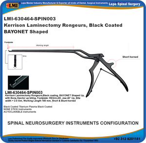 Rongeurs de Kerrison pour laminectomie, manuels, en forme de baïonnette, en acier inoxydable, revêtement noir plasma, antiadhésifs, autoclavables, pour la colonne vertébrale - Product Image 5