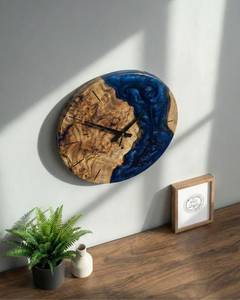 Handmade Wood & Epoxy Resin <b>Wall</b> <b>Clock</b> Unique Custom Design with Natural Wood Grain Quartz Calendars Home <b>Decor</b> - Product Image 5