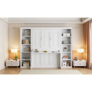 Lit Murphy blanc pleine grandeur avec bureau et bibliothèque 12.7 ETA - Product Image 6