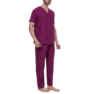 Ensemble de blouses médicales pour hommes, haut à manches courtes et col en V avec poches, pantalon droit, uniformes d'hôpital, mélange coton et polyester - Product Image 4