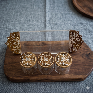 Plateau en acrylique en bois avec incrustation de perles, nouvelle collection, plateau en acrylique avec 3 boîtes en acrylique, marteau à chocolat, cadeaux - Product Image 1