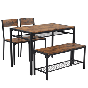 Juego de Mesa de Comedor de 4 Piezas para Espacios Pequeños, Cocina, Bar, con 2 Sillas y Banco para 4 Personas - Product Image 2