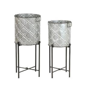 Jardinières galvanisées très vendues pour la maison, l'hôtel, le bureau, le jardin - Ensemble de 2 jardinières galvanisées pour la décoration de sol et l'utilisation en jardin. - Product Image 2