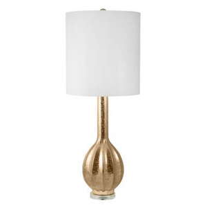 Lámpara de mesa de metal dorado con pantalla blanca tipo tambor para iluminación de dormitorio en el hogar, lámparas de mesa hechas a mano en oferta. - Product Image 1