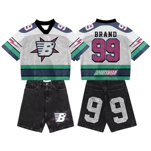 เสื้อฟุตบอลแบบสวมคอวีทรงโอเวอร์ไซส์ ระบายอากาศได้ดี ผลิตจากโพลีเอสเตอร์ 100% หนัก 240 กรัม  แบบซับลิเมชั่นย้อนยุค สำหรับกีฬาอเมริกันฟุตบอล - Product Image 4