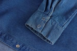 Camisa Casual de Mezclilla para Mujer, de Algodón, con Botones y Solapa, Manga Larga, Ajuste Holgado, Estilo Western Azul, Top Cómodo - Product Image 6