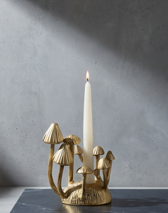 Contemporary <b>Mushroom</b> Cluster Shaped Gold Candle Holder Texture Casting Art Sculptural <b>Decor</b> - Product Image 3