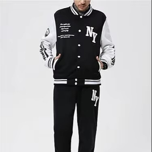Veste d'hiver confortable pour homme, style Letterman, col rond, logo sur le devant, coupe-vent, respirante, séchage rapide, haute qualité, écologique, 100% coton - Product Image 1