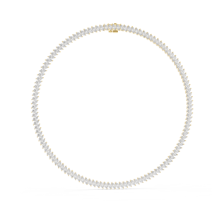 Lab Grown Diamond Marquise Cut Tennis <b>Necklace</b> in yellow Gold | Elegant Luxury <b>Statement</b> <b>Necklace</b> for Women - Product Image 3