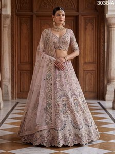Exclusive AARIKA TEXTILE Premium Net Bridal Lehenga Peacock Paisley Embroidery <b>Rainbow</b> Diamond Work Quick Dry Festive Ethnic - Product Image 4