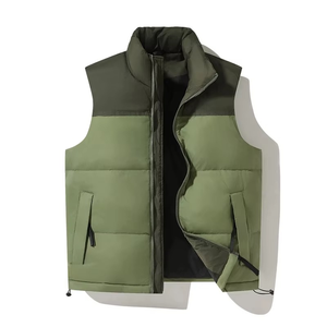 Gilet matelassé personnalisé pour homme à col montant, avec extérieur en toile imperméable, coupe-vent, manches d'hiver, grandes tailles, service OEM - Product Image 1